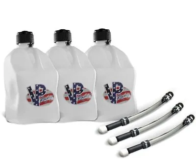 VP Racing 3 Pack Patriotic 5.5 Gallon Square Utility Jugs + 3 Deluxe Fill Hoses • $116.88