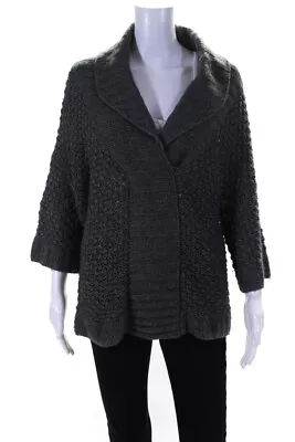 Karoo Mark Eisen Womens Crochet V-Neck Short Sleeve Sweater Heather Gray Size 1 • $42.69