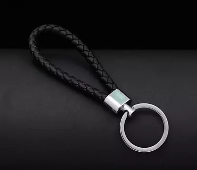 £2.99 • Buy 2pc Black Braided Faux Leather Strap Keyring Keychain Car Key Chain Ring Key Fob