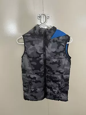 Size 9 To 10 Boys Cotton On Kids Army Blue Sleeveless Puffer Vest • $10