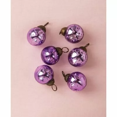 6 Pack | 1.5  Purple Ava Mini Mercury Handcrafted Glass Balls Ornaments Christma • $6.35