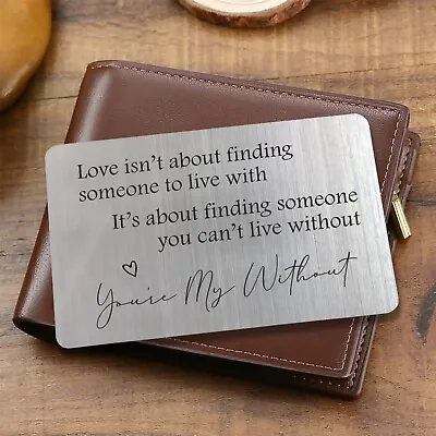 Personalised Wallet Insert Card Gift For Him Husband / Boyfriends Keepsake • £5.49