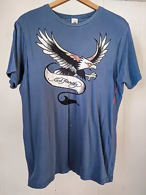 Don Ed Hardy Gray-Blue Tee Shirt T-Shirt Mens Size XL Genuine Great Condition • $21.99