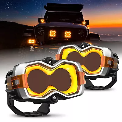 NOVSIGHT LED Offroad Lights 4.5  Amber/White DRL 96W Super Bright For Jeep Ford • $329.98