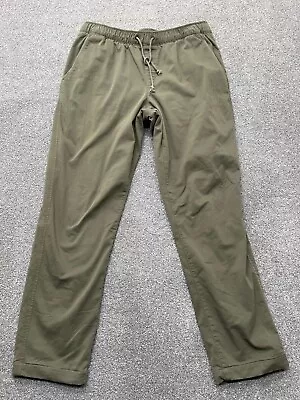 LL Bean Pants Adult 36X34 XL Elastic Waist Green Flannel Lined Drawstring Mens • $28.99