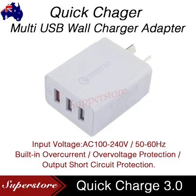 QC3.0 25W 3 USB Wall Charger Fast Charging Adapter AU Wall Charger For Samsung • $11.95