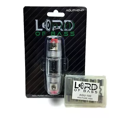 Lord Of Bass  In Line  4 8  Gauge AGU Fuse Holder + 5 Pack 100 AMP AGU Fuses • $9.25