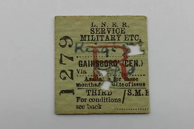 LNER Railway Ticket No 1279 To GAINSBOROGH CENTRAL MILITARY SERVICE NOV 41 • $2.53