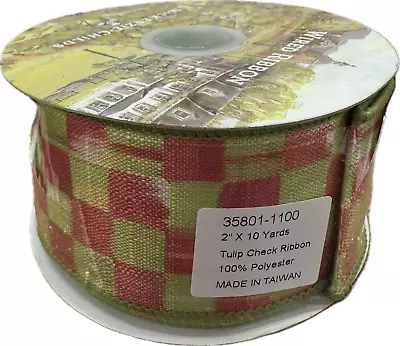 Mackenzie Childs Tulip Check 2” Wired Ribbon Brand New ~ 10 FULL Yards🎄RETIRED • $62