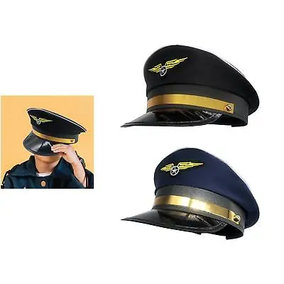 Airline Big Cornice Hat Costume Accessories Uniform Hat Cosplay Novelty Airline • $9.72