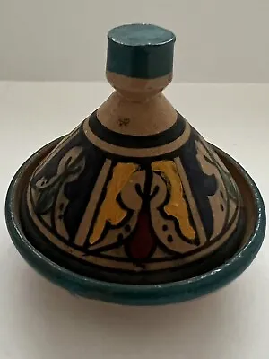 $24.99 • Buy Mini Handmade Moroccan TAGINE Vintage  Colored Pottery 2-3/4  High Trinket