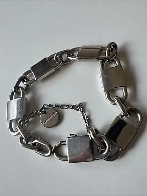 Karen Millen Chunky Silver Colour Ladies Steel Bracelet Padlock Style Links • £30