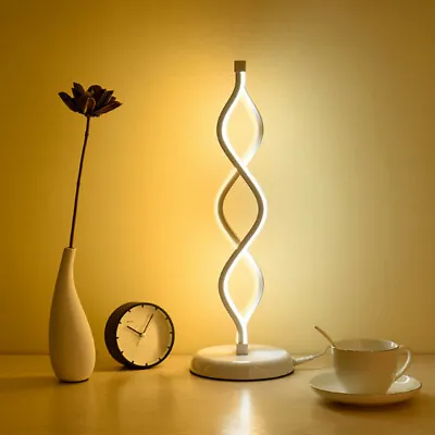 £24.94 • Buy Spiral Table Lamp Dimmable Curved Wave Desk Light USB LED Bedside Bedroom Deco