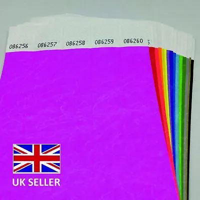 £4.39 • Buy 25mm Mixed Plain Coloured Wide TYVEK Paper ID Security WRISTBANDS Events Parties