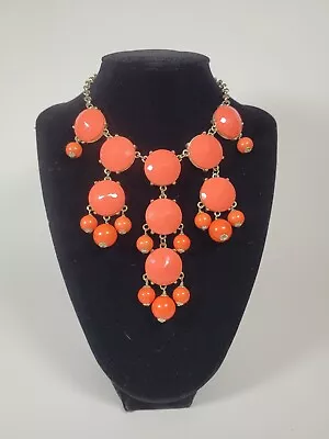 J Crew Coral Bubble Orange Necklace 28 Inch.  Mid Century Modern • $8.96