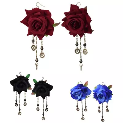 3 Pairs Gothic  Florals Gear  Earrings For Women  Steampunk Ear Hook Drop Dangle • $13.99