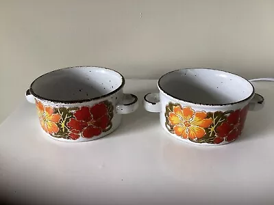 Pair Of Midwinter Pottery Stonehenge Nastertium Soup Bowls • £9.99