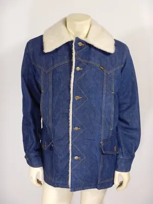 Vintage LEE STORM RIDER Sherpa Ranch Coat Jean Jacket USA MADE Size MEDIUM • $100
