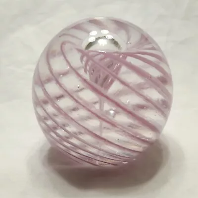 Vintage Paperweight Round Size Small Lavender Purple Swirl Bubble 2.5 In Tall • $32.99