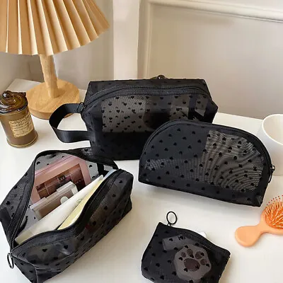 Toiletry Bag Mesh Cosmetic Makeup Pouch Portable Travel Storage Organizer Case` • £4.85