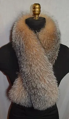 Real  Fox Fur Scarf  Collar Crystal Wrap Stole Fling New Made In The USA • $179.95