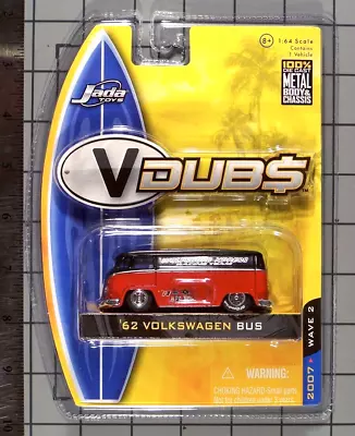 Jada 2007 V DUBS '62 VW Bus Candy Red With Black Roof Wolfsburg Xpress Tampos • $14