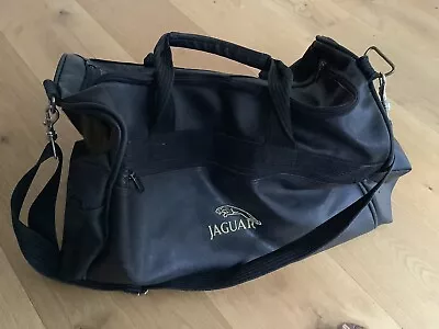 Jaguar Black Faux Leather Sports Bag Holdall Sports Weekend Bag Gym Bag Retro • £27