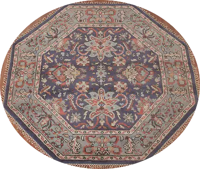 Blue Heriz Serapi Indian Hand-Knotted Octagon Rug 6x6 Ft. • $515.81