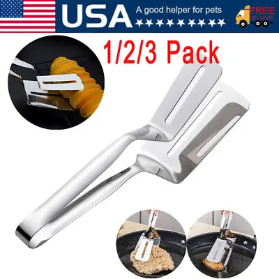 Stainless Steel Steak Clamp Food Bread Meat Clip Tongs BBQ Kitchen Cooking Tool • $5.49