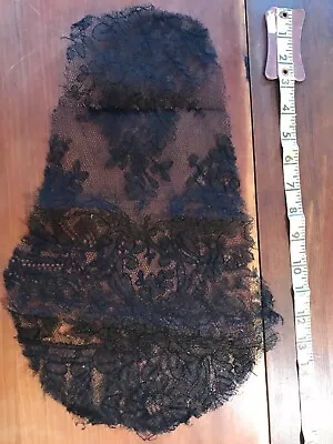 Vintage Victorian Black Chantilly Lace Panel • Bodice Front? • $12