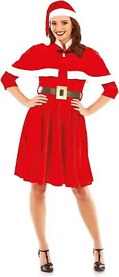 Womens Mrs Miss Santa Caped Fancy Dress Costume S - XXL For Christmas Xmas Party • $40.95