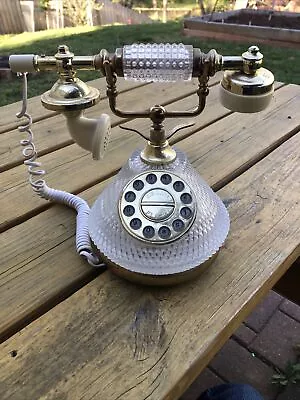 Vintage Columbia Telecommunications CR-34G Crystal Glass Button Rotary Telephone • $47.99