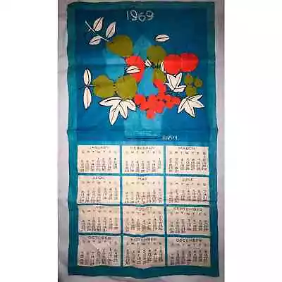 Vintage Vera Neumann Linen Calendar Kitchen Tea Towel - Ladybug Sign - 1969 • $60