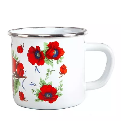 24 Fl Oz POPPY Enamel Mug Vintage Style For Picnic Camping Sturdy Hot/Cold OK • $16.16