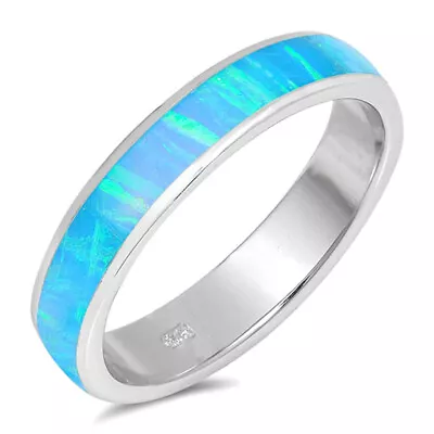 Blue Lab Opal Wide Men's Wedding Ring New .925 Sterling Silver Band Sizes 5-10 • $21.79