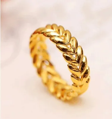 Pure 24K 999 Yellow Gold Ring Men Women Lucky Wheat Ring US Size 4-9 1.8-2g • $297