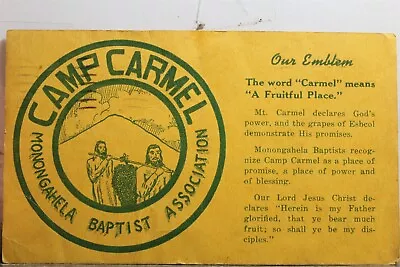Pennsylvania PA Mount Pleasant Camp Carmel Monongahela Baptist Postcard Old View • $0.50