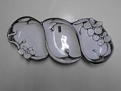 Vintage Verdici Design Divided Serving Dish With Floral Decoration And Silver • $24.99