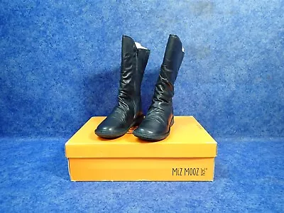 NEW Miz Mooz Pass Mid Calf Leather Boot Black Womens EU Size 38 US Size 8 • $79.99
