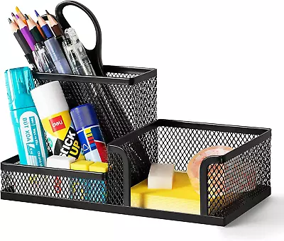 Deli Mesh Desk Organiser Desk Tidy With Pen Holder Stationary Organizer For • £14.42