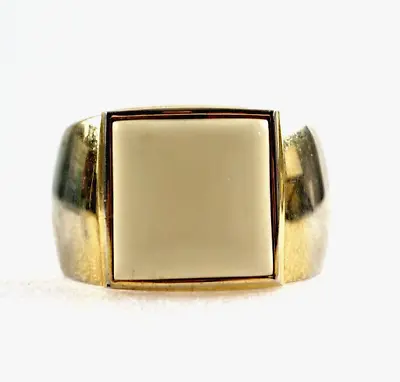 Vintage Cream Lucite Square Glossy Gold Tone Cuff Bracelet 1970s Signed Avon 6.5 • $15.50