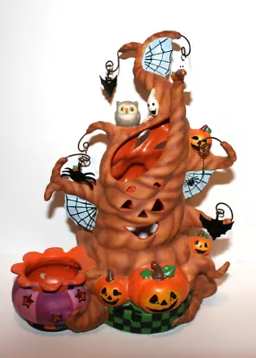 Party Lite Haunted Spooky TeaLight Tree Ceramic Candle Holder Halloween 9  Tall • $63.16