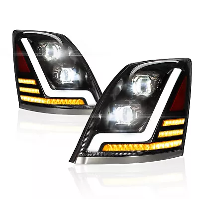 Pair Full LED Headlights Assembly LH & RH Black Fit For 2004-15 Volvo VNL Truck • $620.54