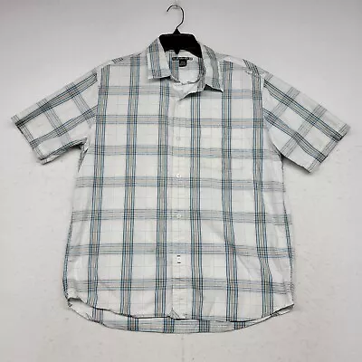 Quiksilver Shirt Mens Medium White Blue Striped Button Up Skate Beach Logo • $14.99
