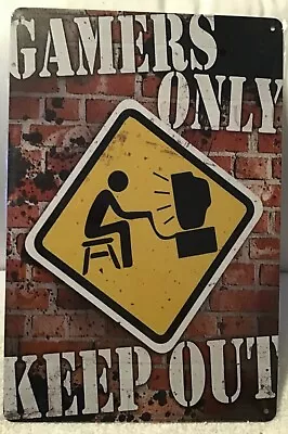 8x12 Tin Sign Metal Gamer Keep Out Funny Door Plaque Vintage Man Cave Poster • $8.99