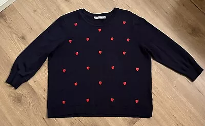 Lovely Heart Patterned Oasis 3/4 Sleeve Jumper Size XL • £2.50