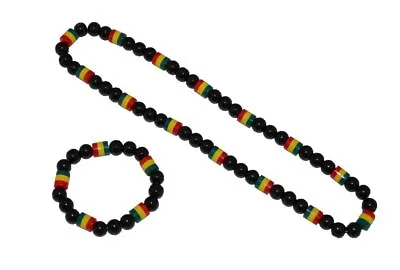 $2.99 • Buy Nayt Rasta Beads Necklace Bracelet Black Green Yellow Red