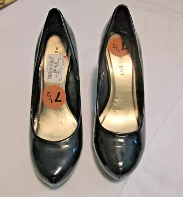 Madden Girl Giddy High Heel Shoes Black Patent Leather Pumps Size 7.5 *454 • $18
