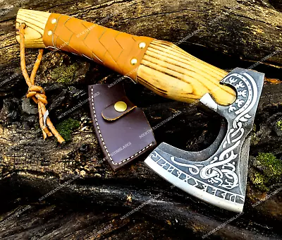 Runes Viking AxeCustom Axe Hand-Forged Carbon Steel Throwing Axe  Battle Axe • $39.20