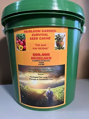 RUGGED SURVIVAL SEED BUCKET 600000 Non-GMO.HEIRLOOM Veggie~Sprout~Fruit Seeds. • $131.99